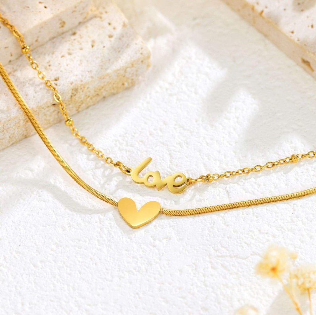 Double-Layered Heart Love Script Anklet