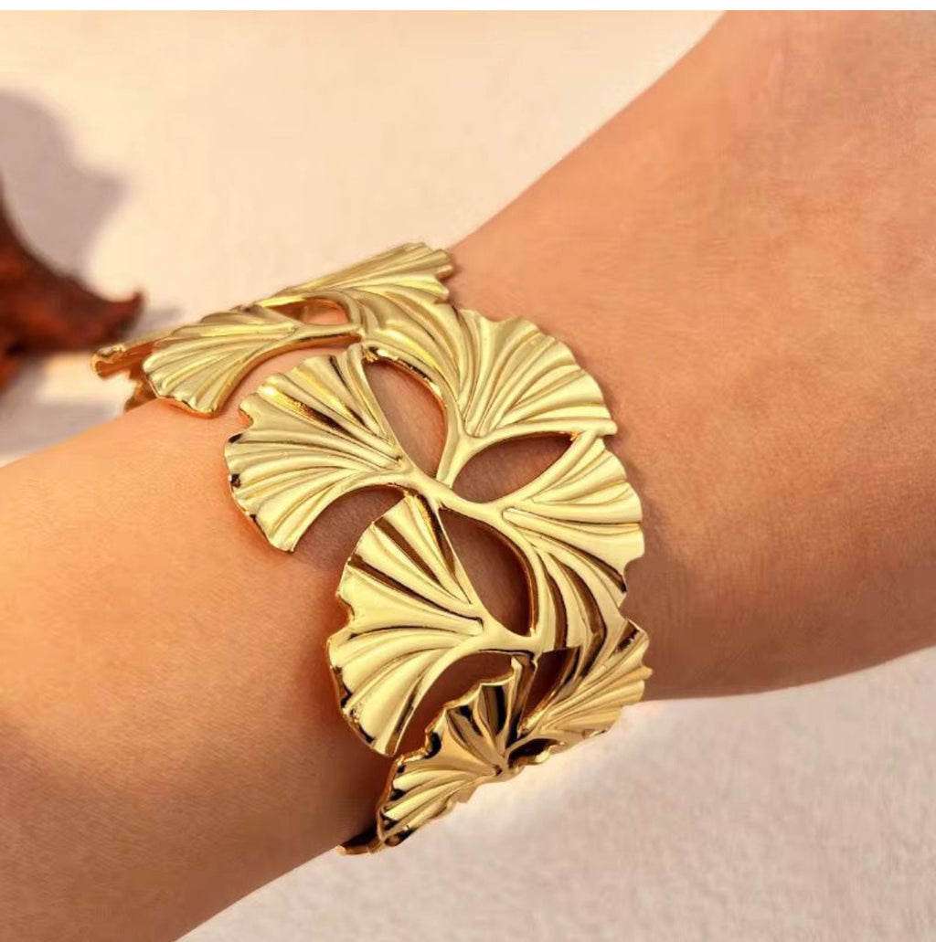 Ginkgo Leaf Cuff Bracelet