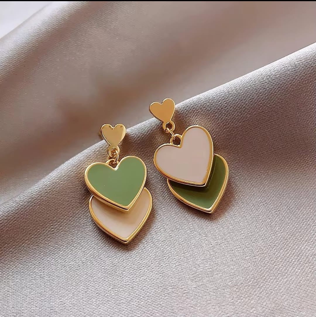 Double Heart Drop Earrings
