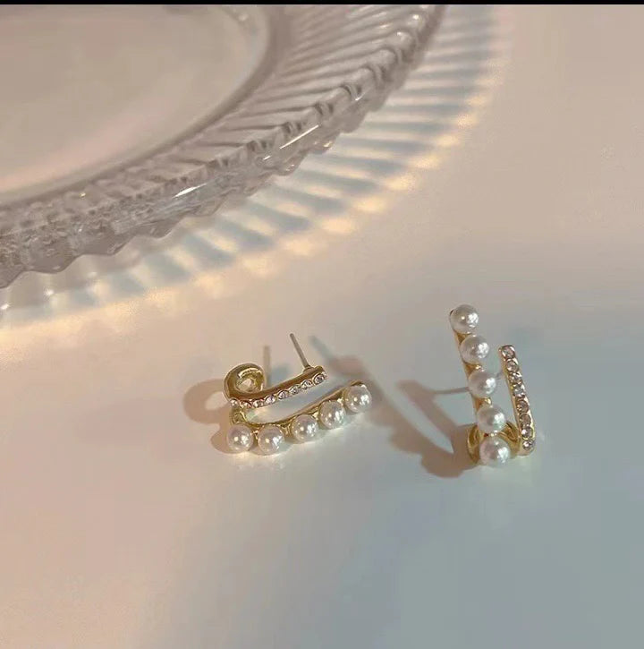 Pearl & Crystal Ear Jacket Earrings