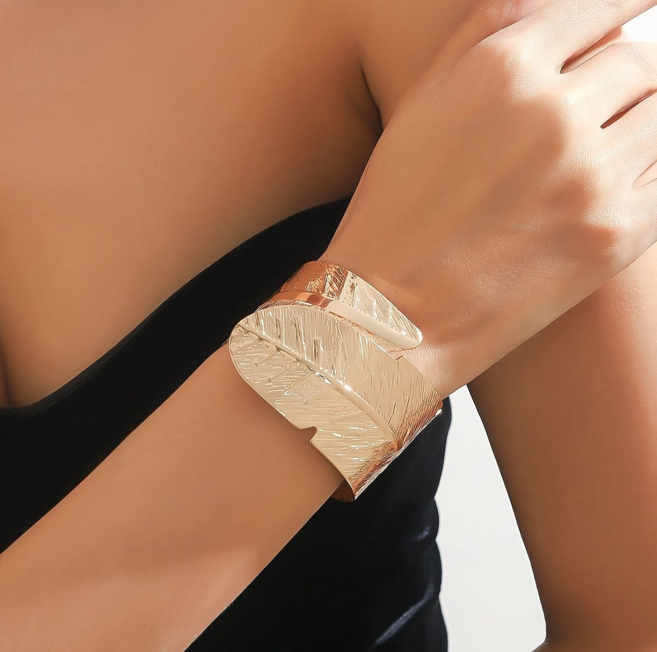 Leaf-Motif Cuff Bracelet