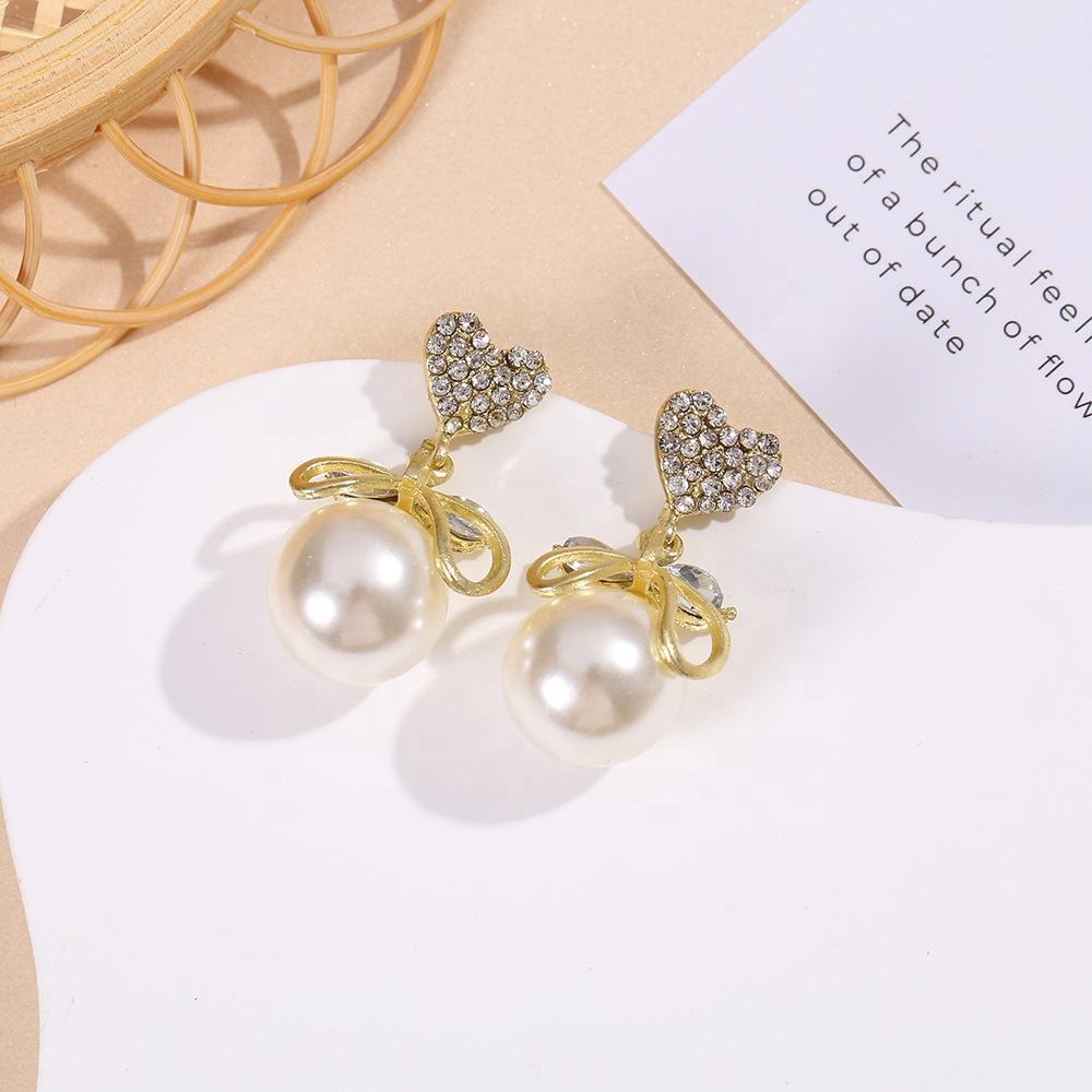 Amour Pearl Bow Drop Earrings