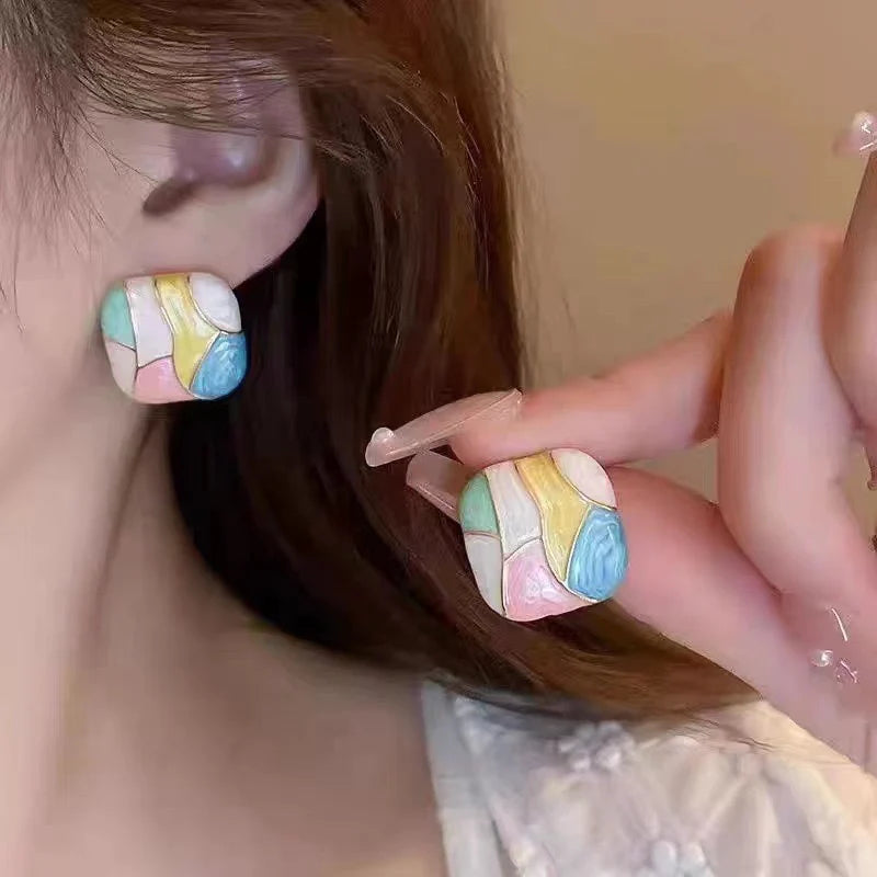 Colorblock Enamel Stud