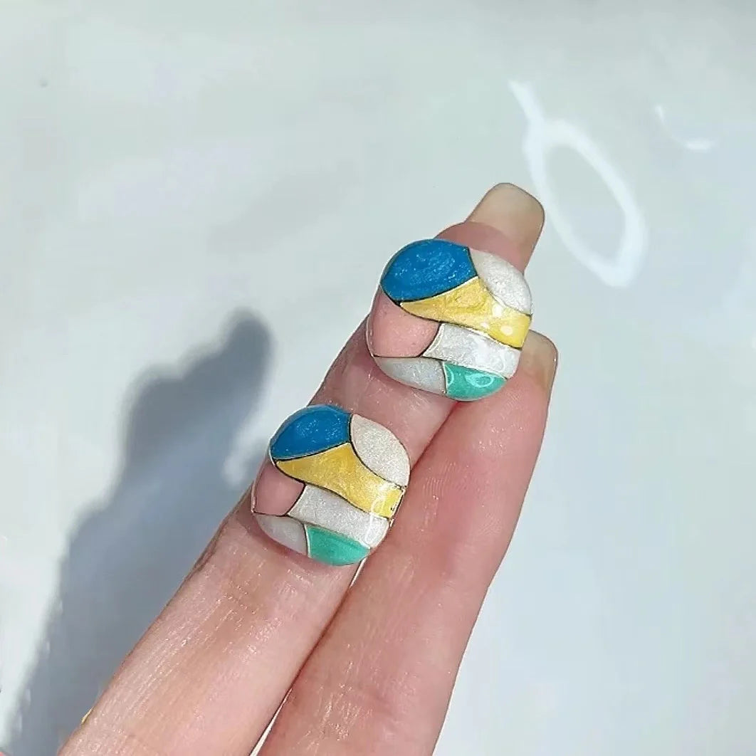 Colorblock Enamel Stud