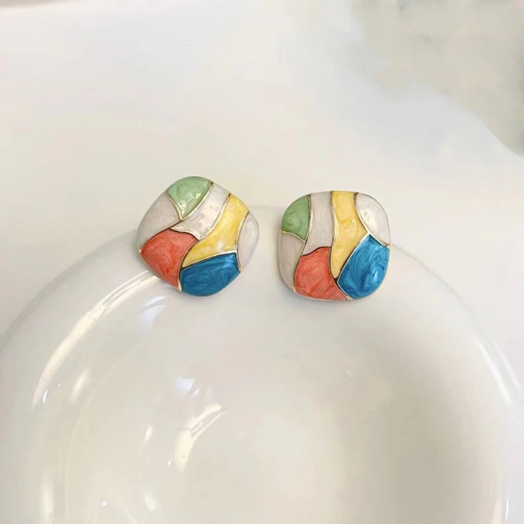 Colorblock Enamel Stud