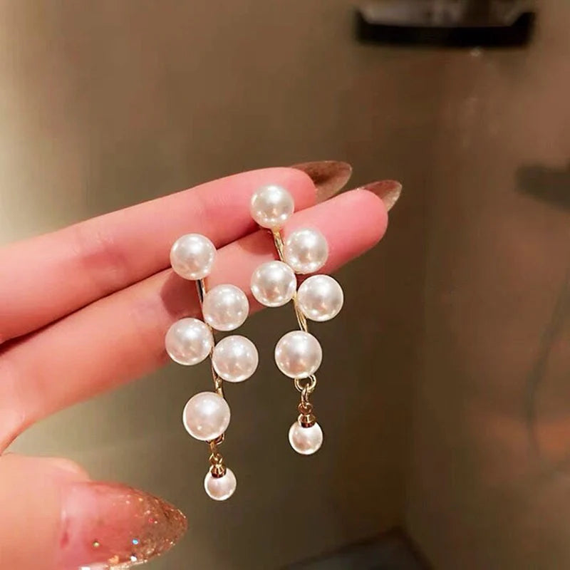 Cascading Pearl Cluster Drop Earrings