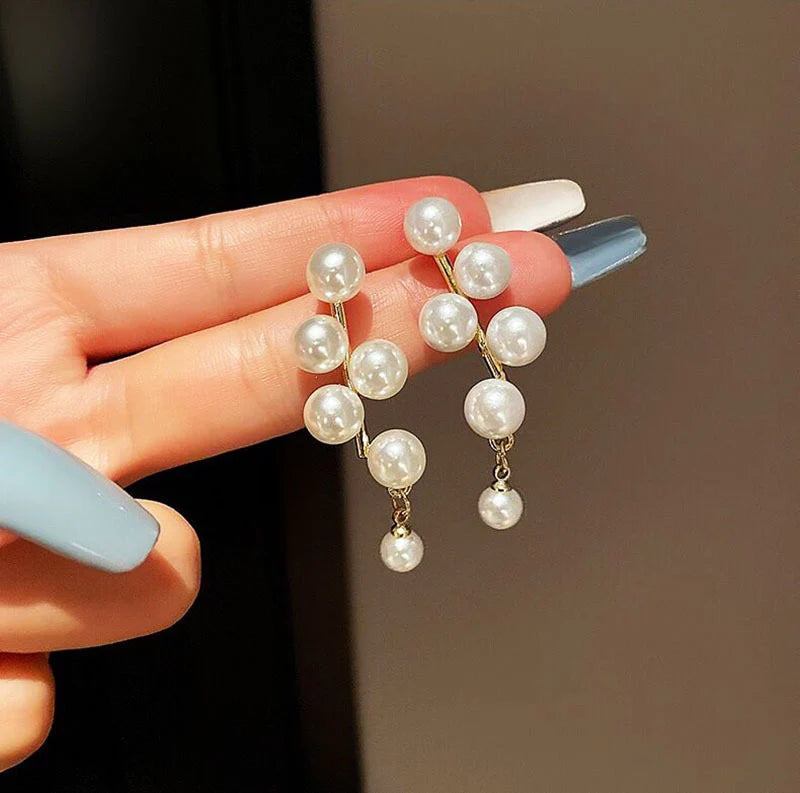 Cascading Pearl Cluster Drop Earrings
