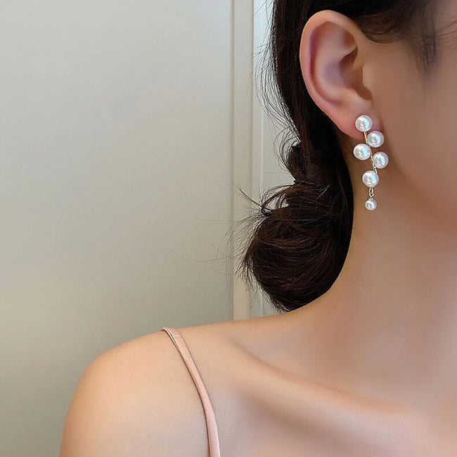 Cascading Pearl Cluster Drop Earrings