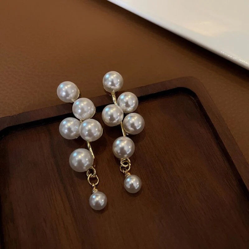 Cascading Pearl Cluster Drop Earrings