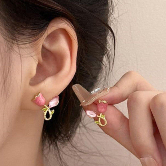Blush Bloom Rose Stud Earrings