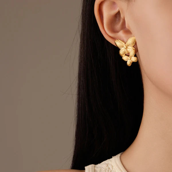 Flutter Duo Butterfly Stud Earrings
