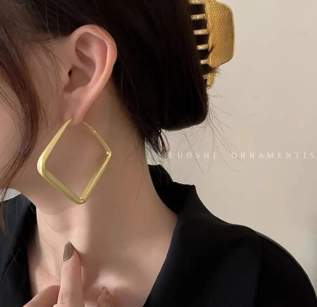 Big Square Matte Hoop Earrings