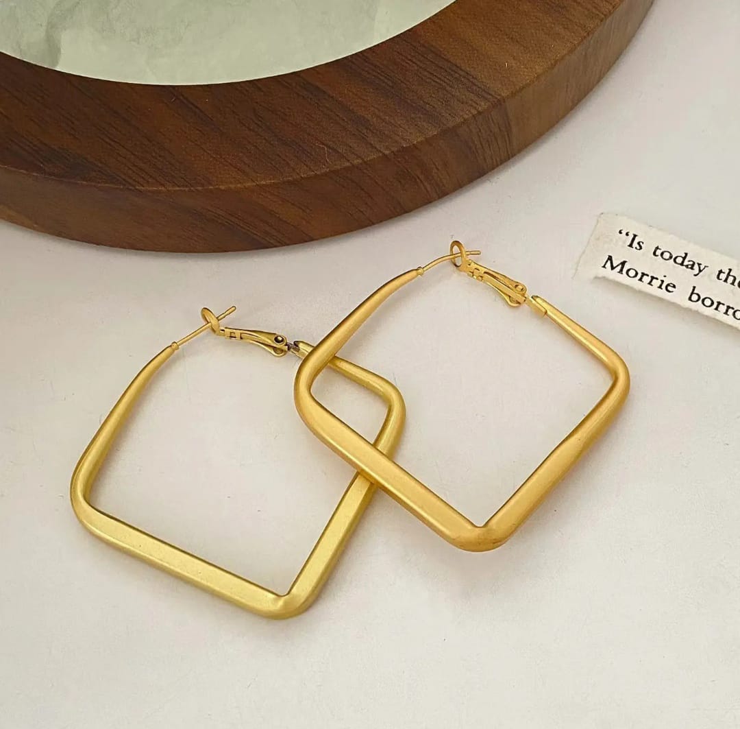 Big Square Matte Hoop Earrings