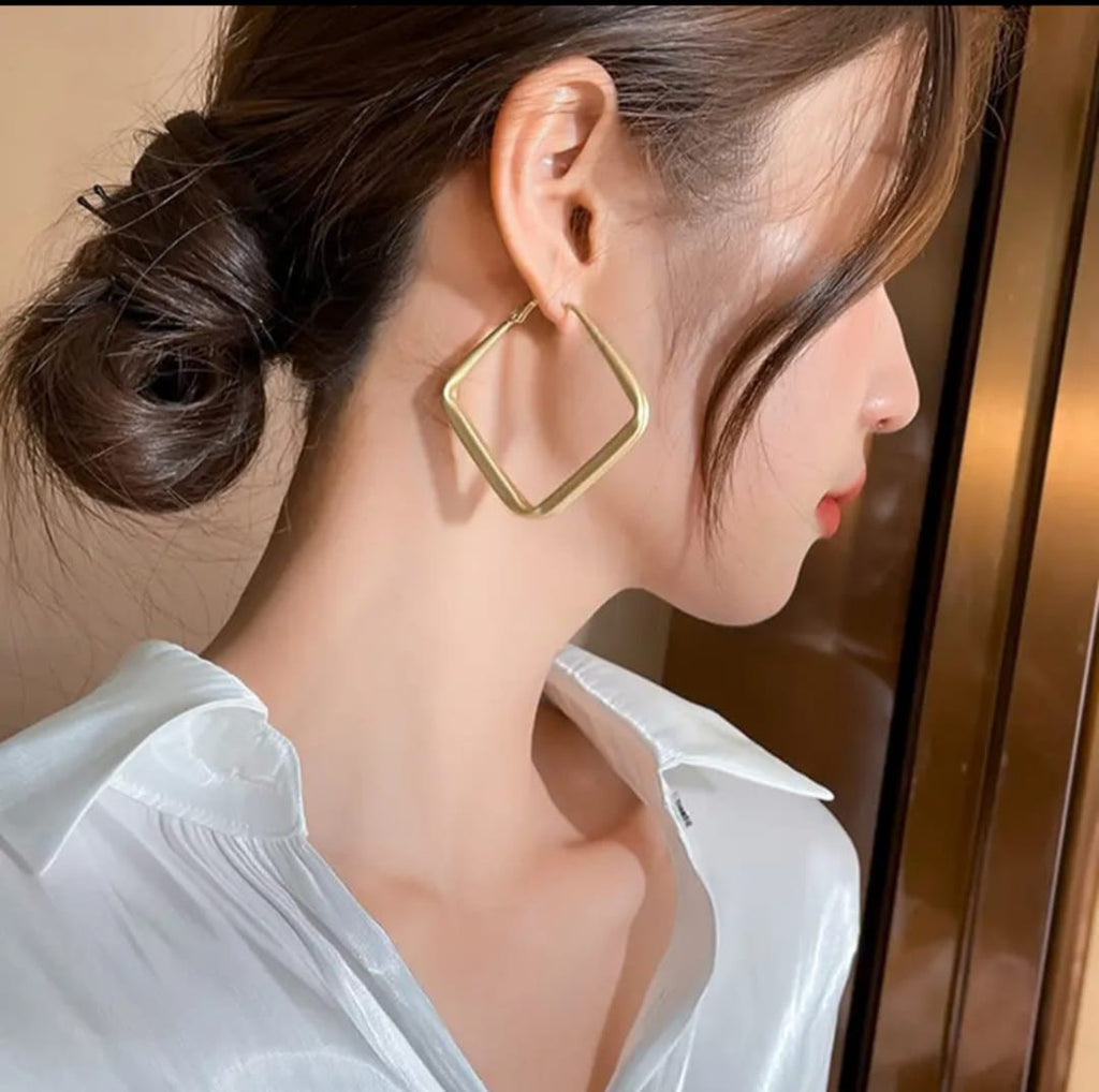 Big Square Matte Hoop Earrings