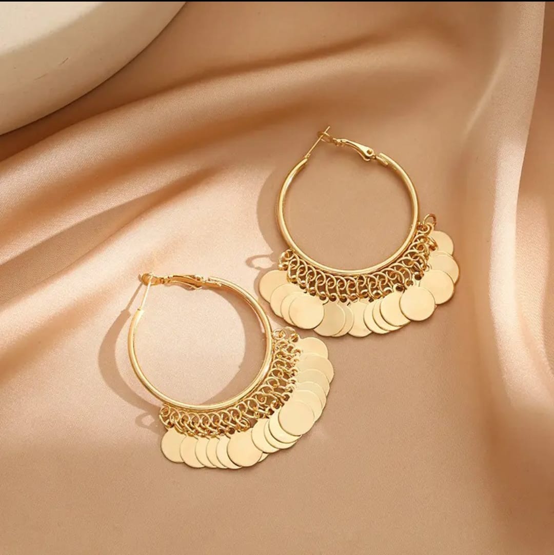 Bohemian Round Drop Hoop Earrings