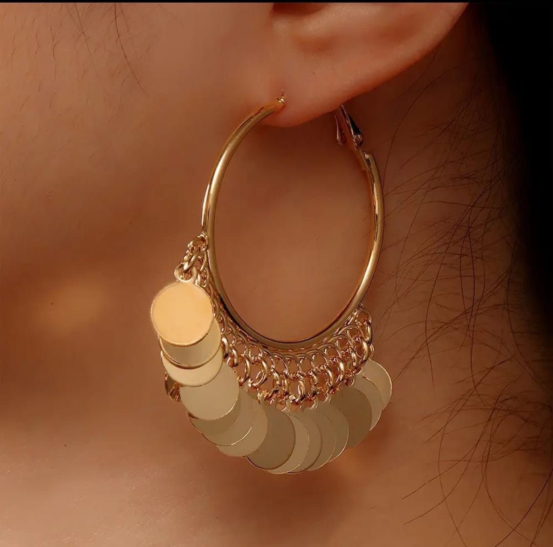Bohemian Round Drop Hoop Earrings