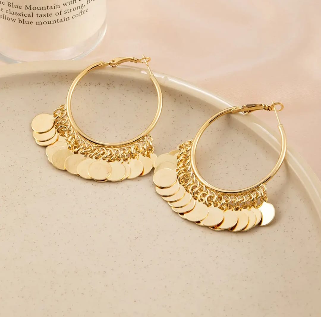 Bohemian Round Drop Hoop Earrings