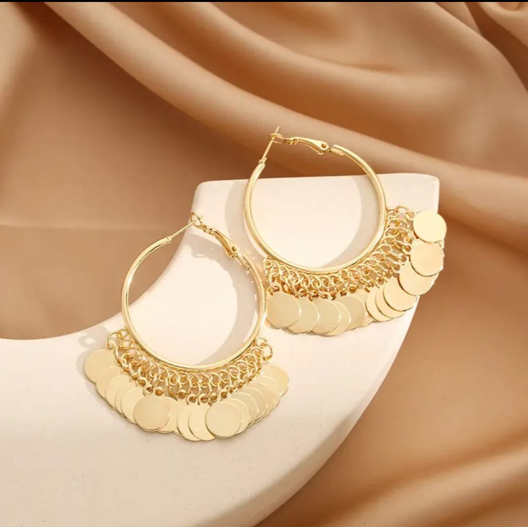 Bohemian Round Drop Hoop Earrings