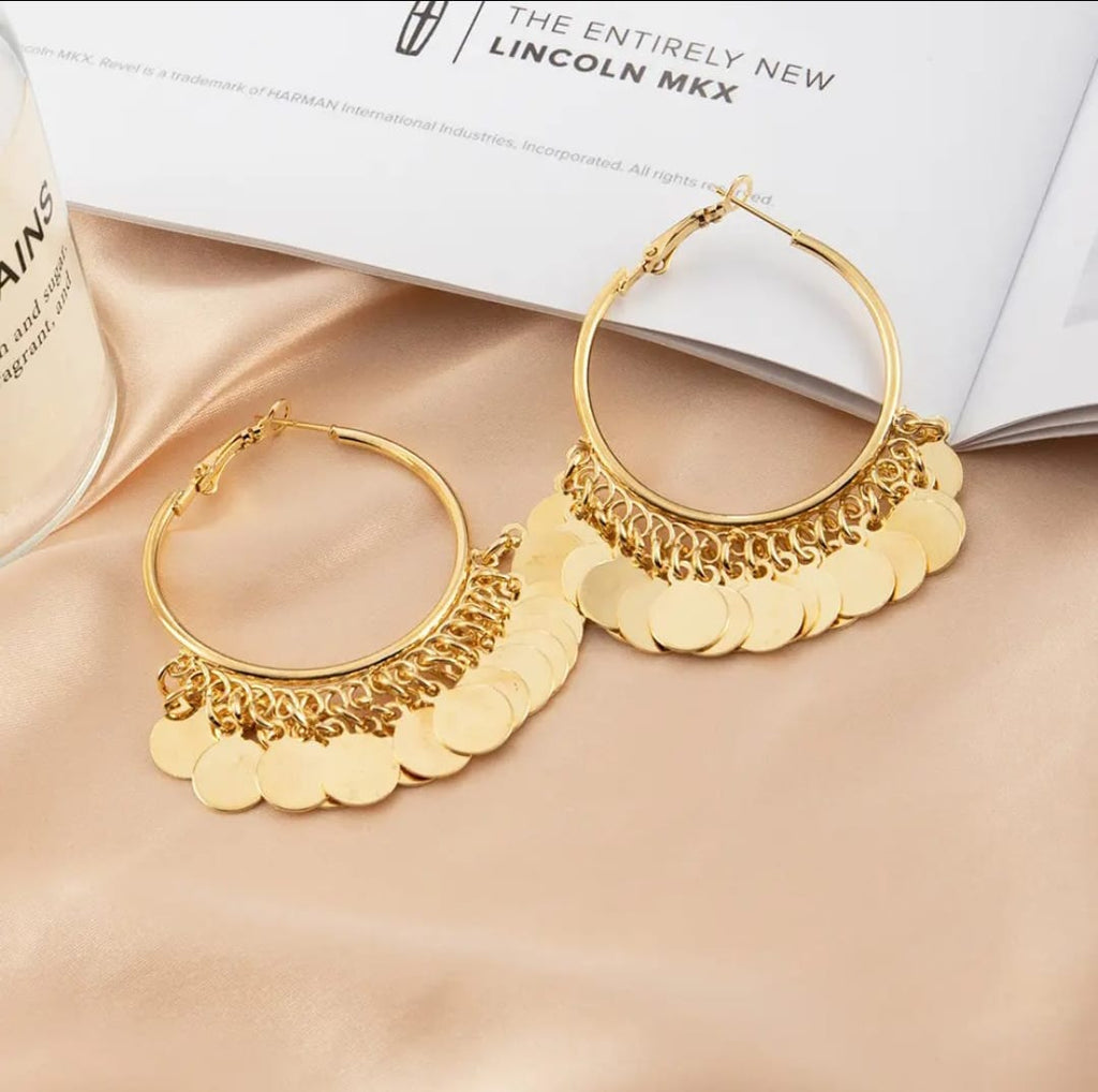 Bohemian Round Drop Hoop Earrings