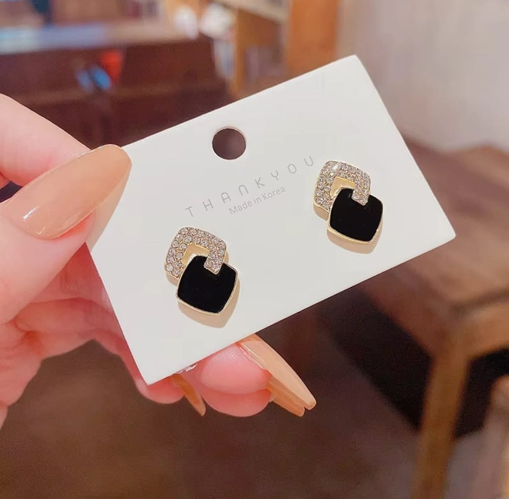 Cross Geometric Square Stud Earrings