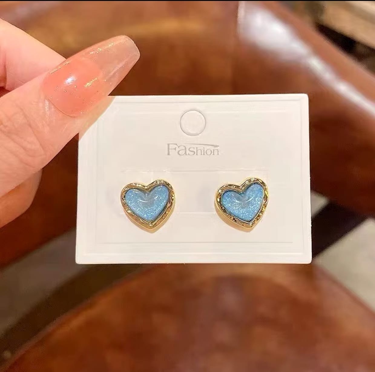 Blue Heart Shaped Stud