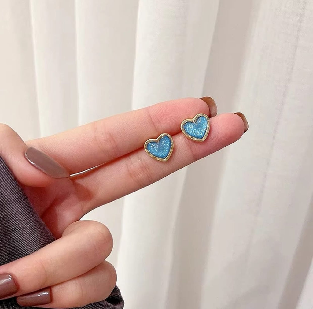Blue Heart Shaped Stud
