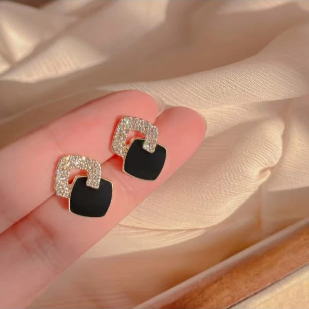 Cross Geometric Square Stud Earrings