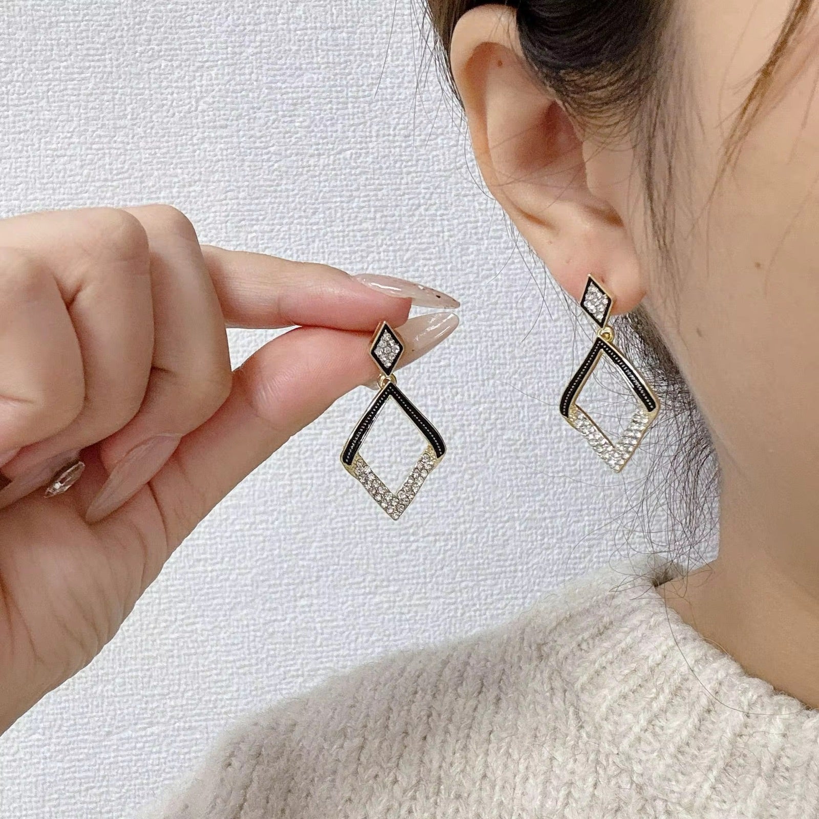 Noir Diamond Frame Earrings