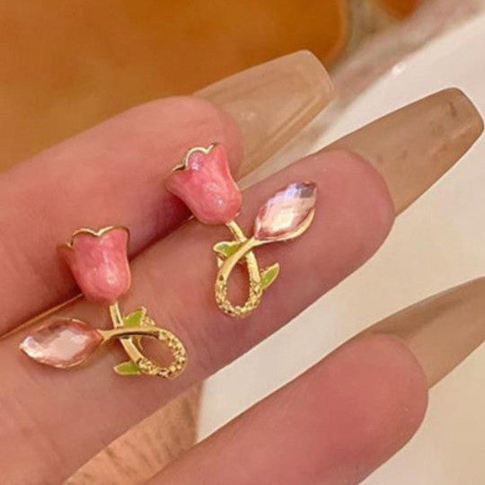 Blush Bloom Rose Stud Earrings
