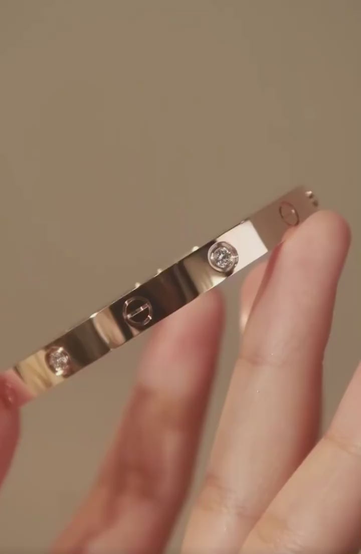 Inspired Luxury Screw Bangle with Crystals - Gold Plated Bracelet"