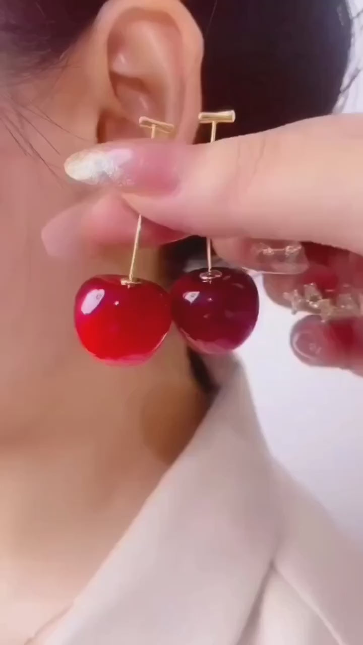 Red Cherry Drop Earrings