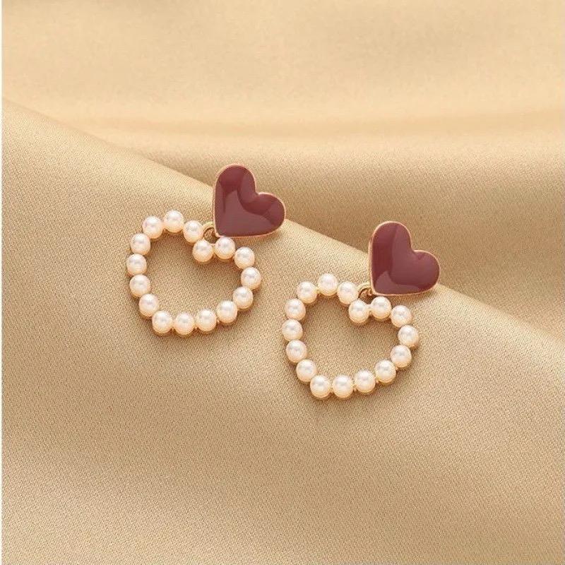 Pearl Heart Drop Earrings