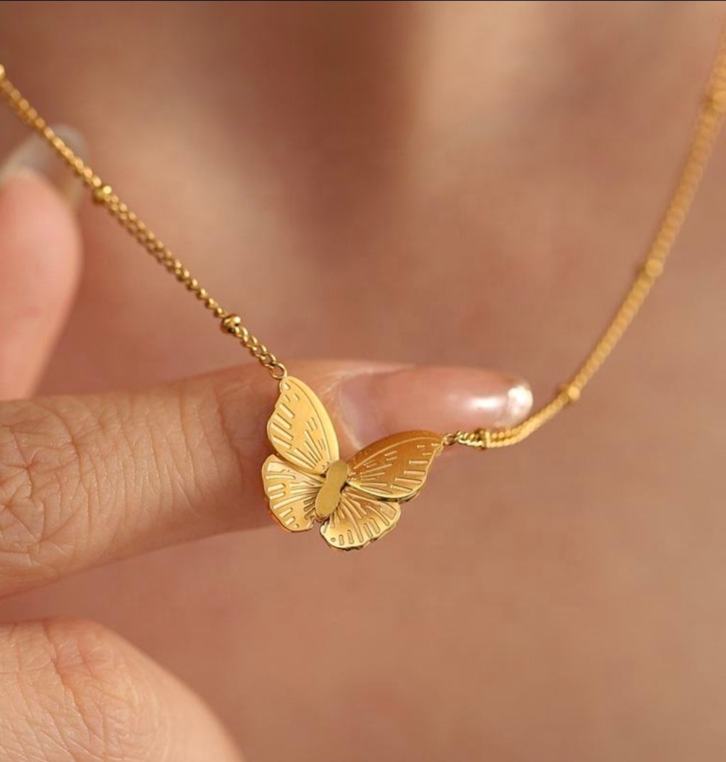 Golden Butterfly Charm Necklace