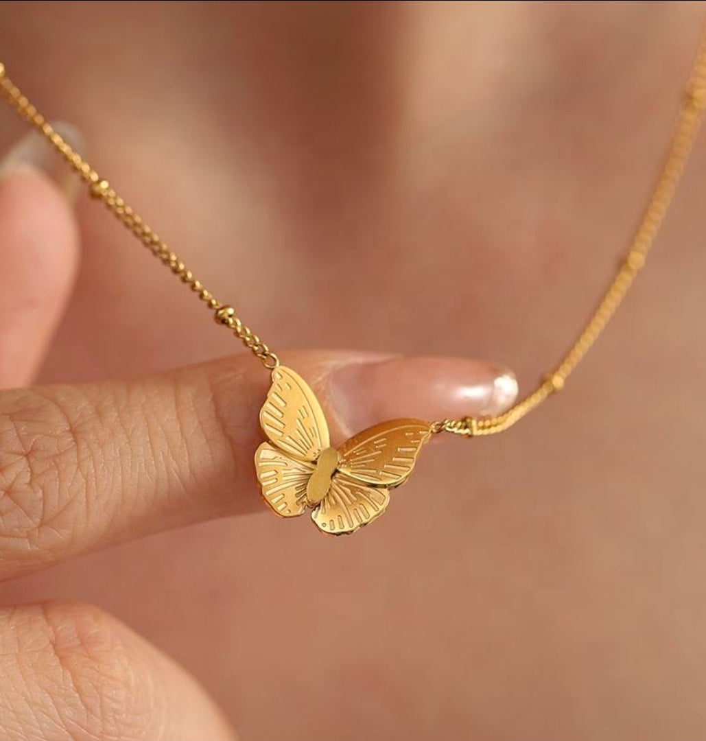 Golden Butterfly Charm Necklace