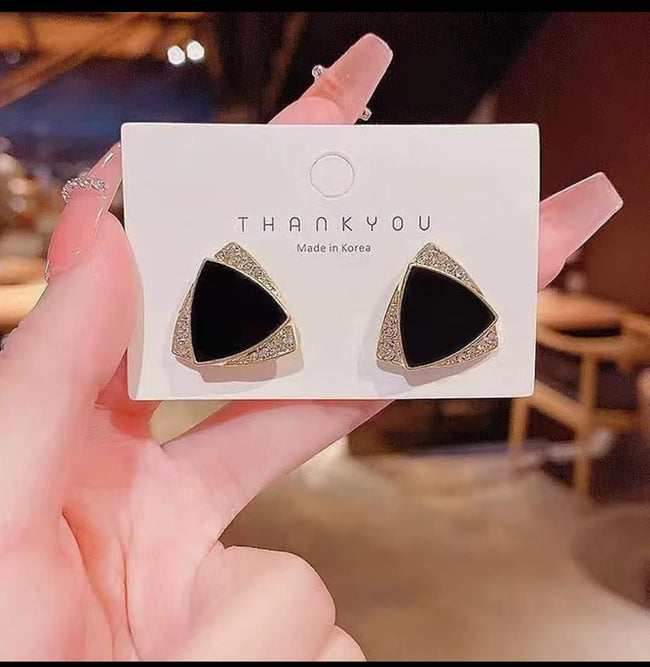 Midnight Triangle Crystal Stud Earrings