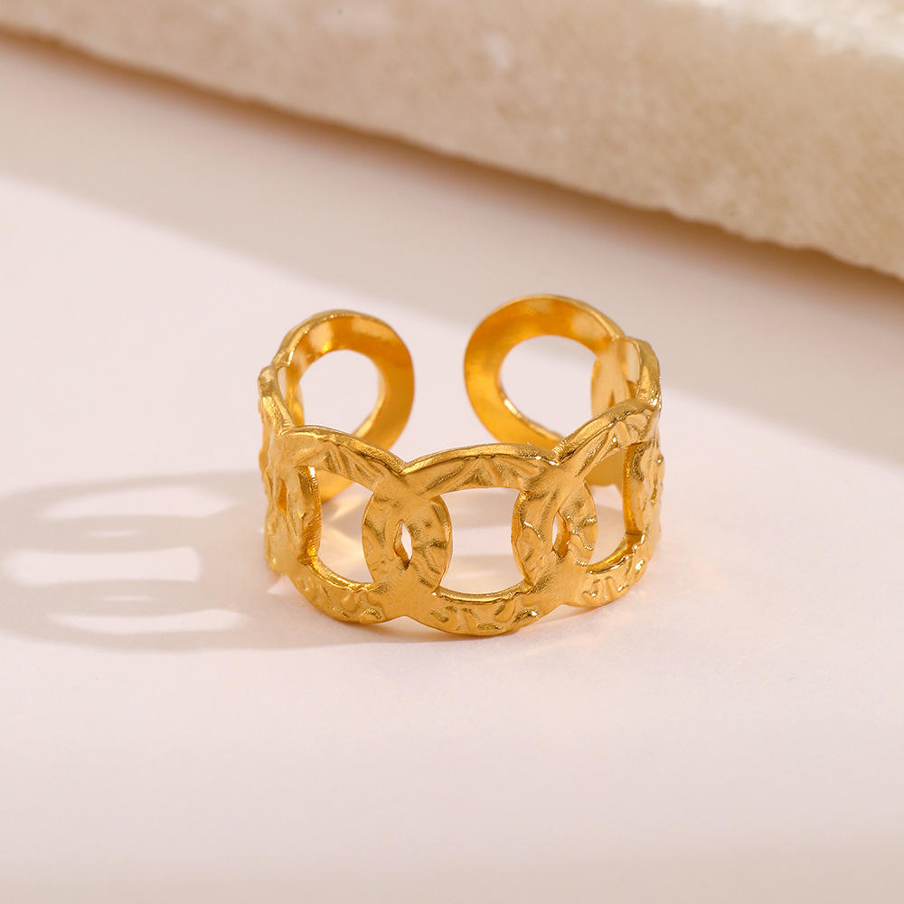 Golden Interlinked Statement Ring