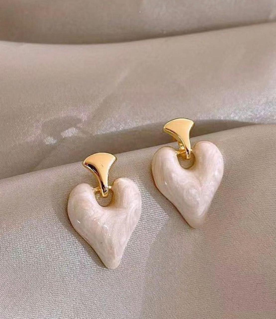 Ivory Heart Statement Earrings