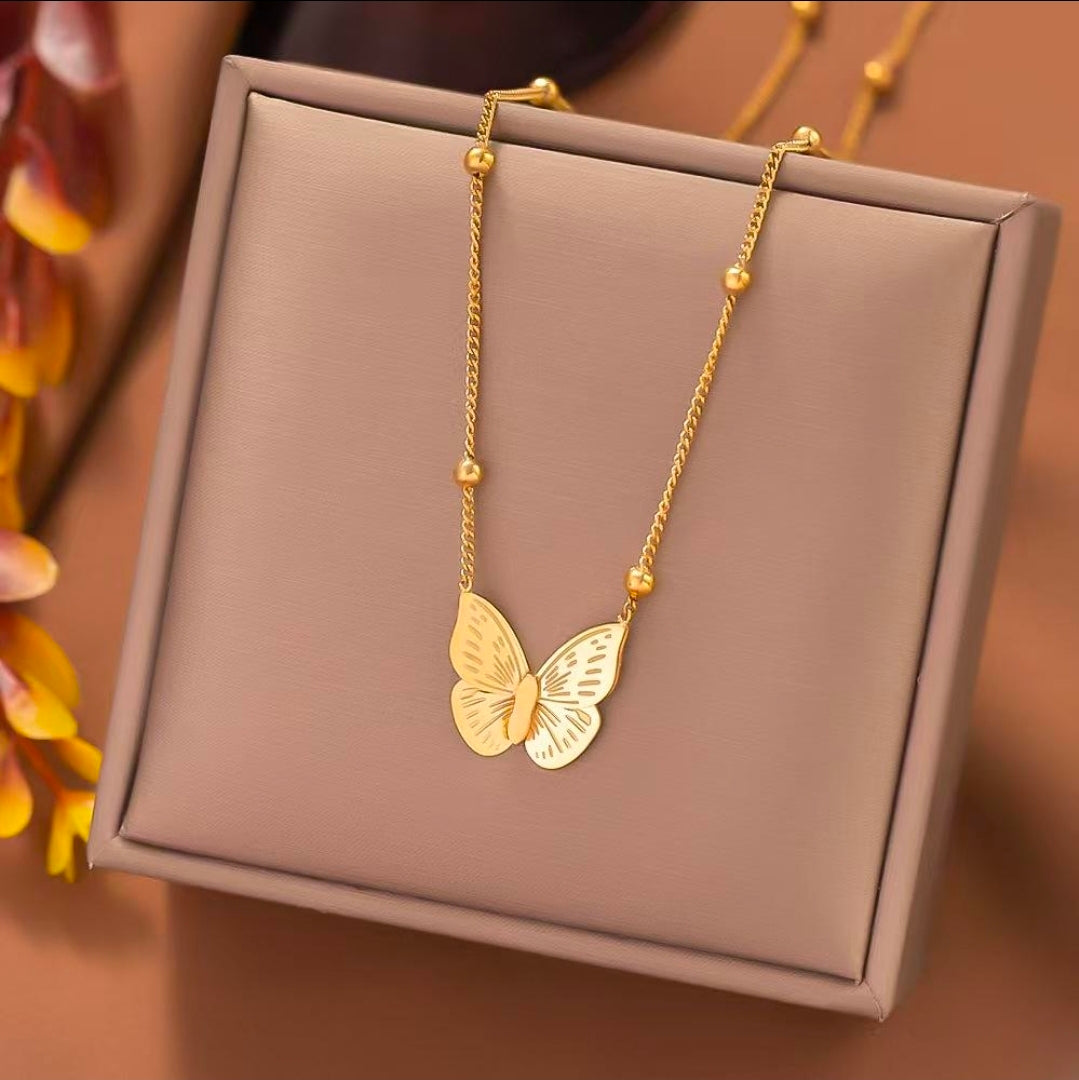 Golden Butterfly Charm Necklace