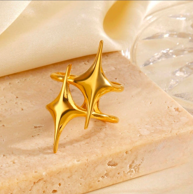 Golden Celeste Starburst Statement Ring