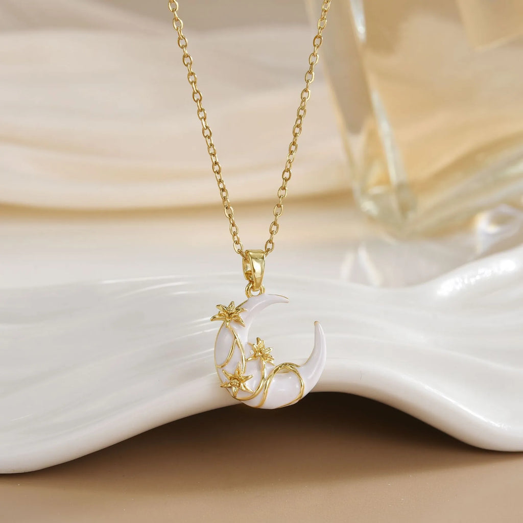 Celestial Moon & Stars Pendant Necklace
