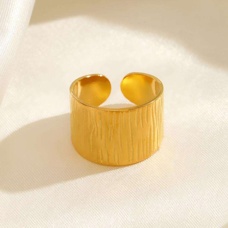 Golden Textured Wide Band Adjustable Ring