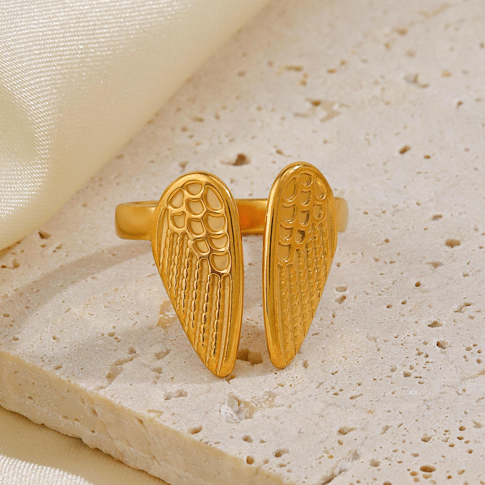 Golden Angel Wing Adjustable Ring