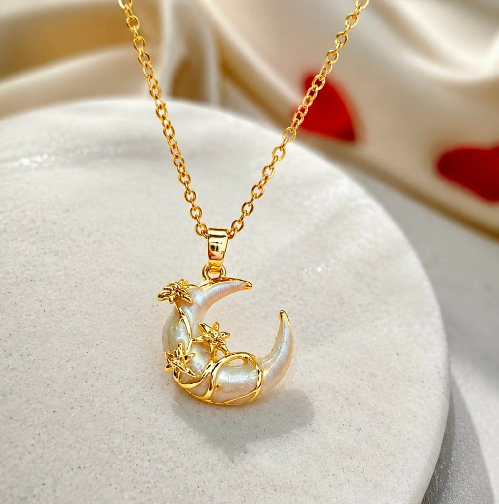 Celestial Moon & Stars Pendant Necklace
