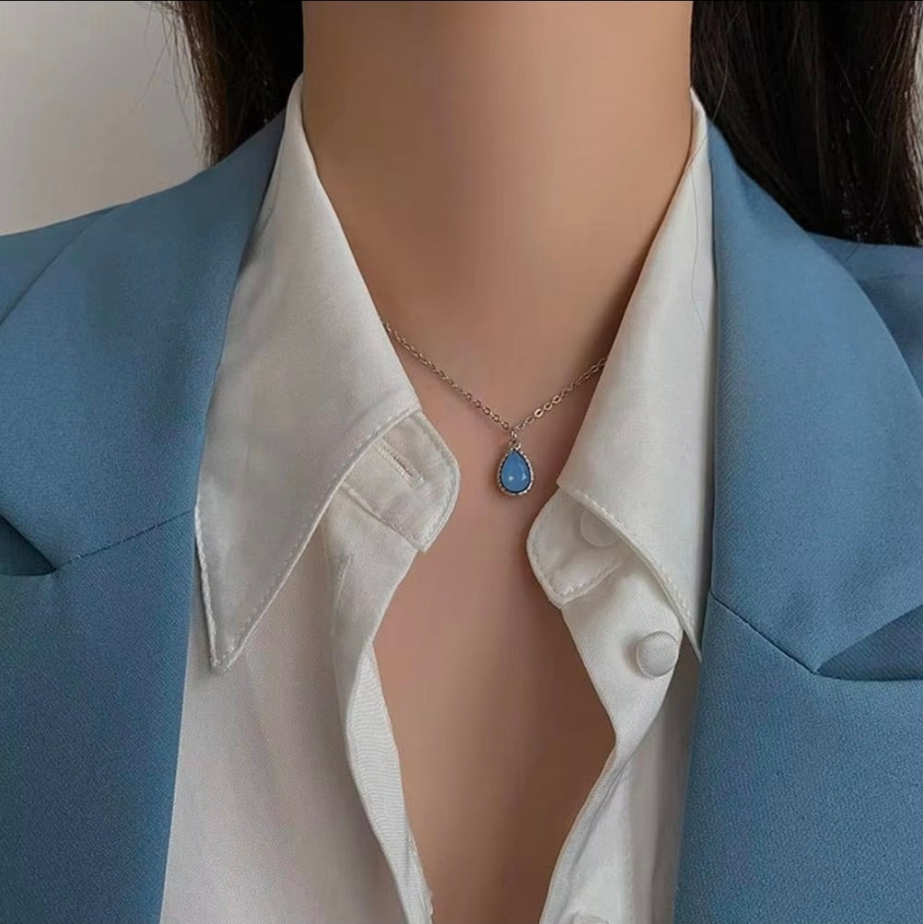 Celestial Butterfly & Blue Teardrop Layered Necklace