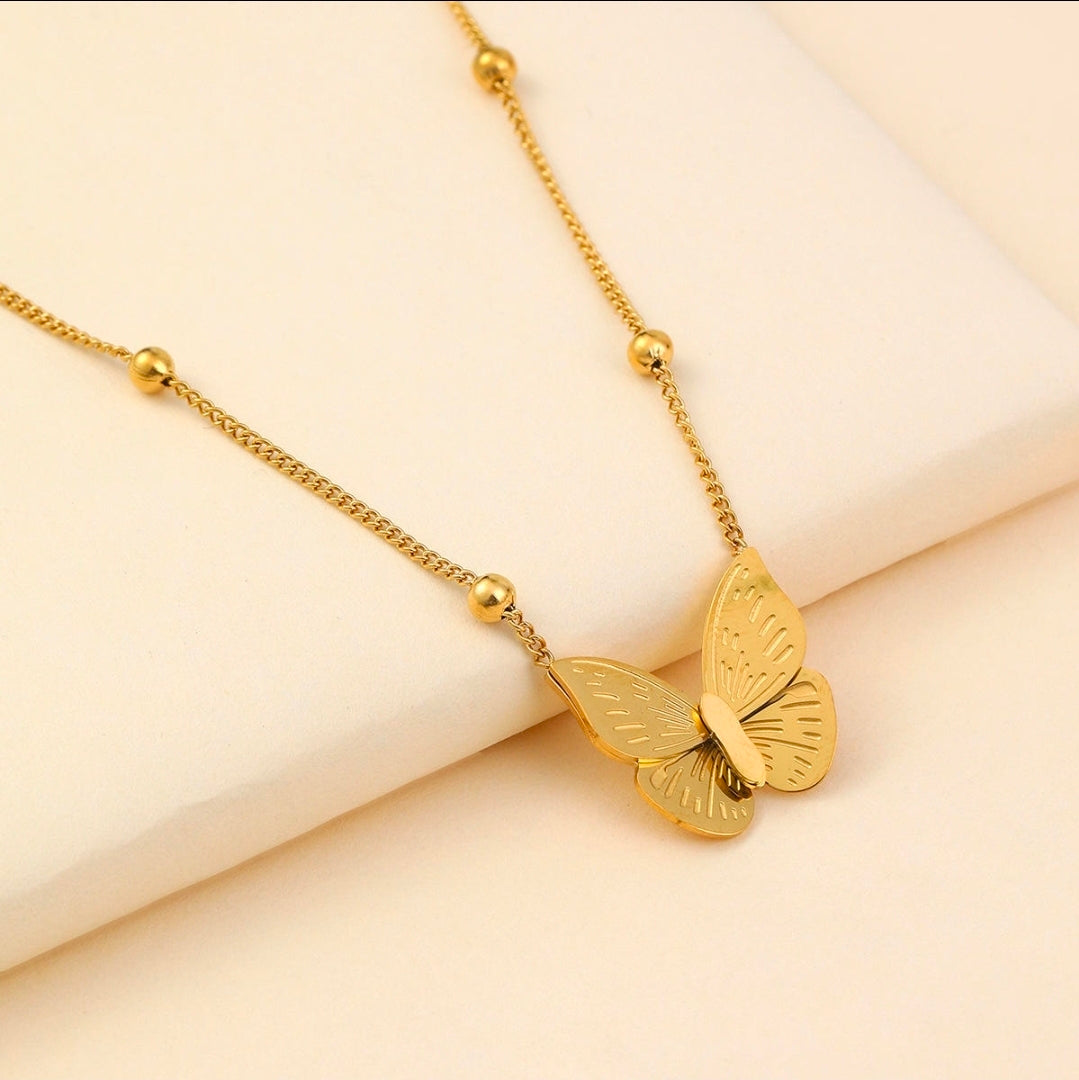 Golden Butterfly Charm Necklace