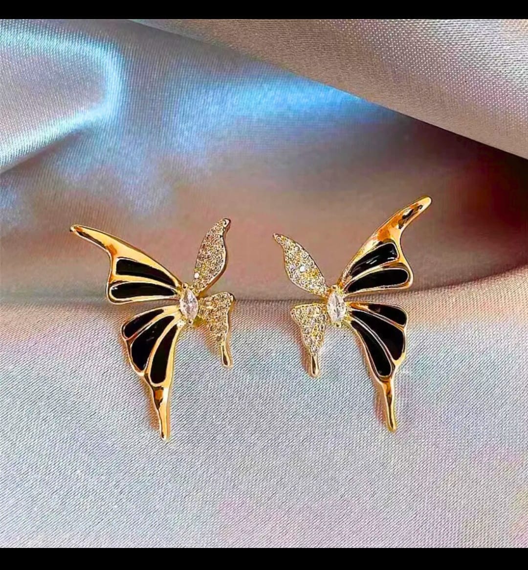 Black and Gold Butterfly Earrings