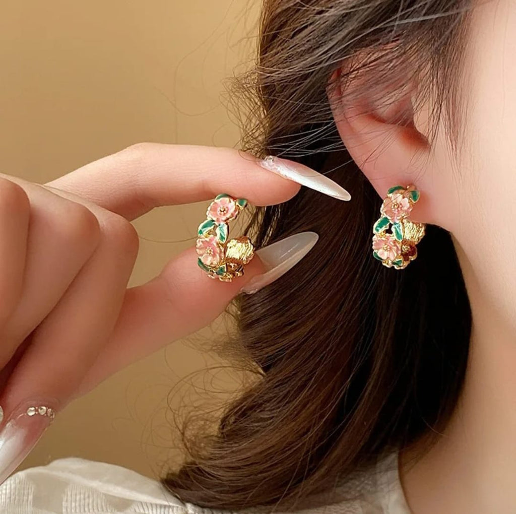 Garden Bloom Floral Hoop Earrings