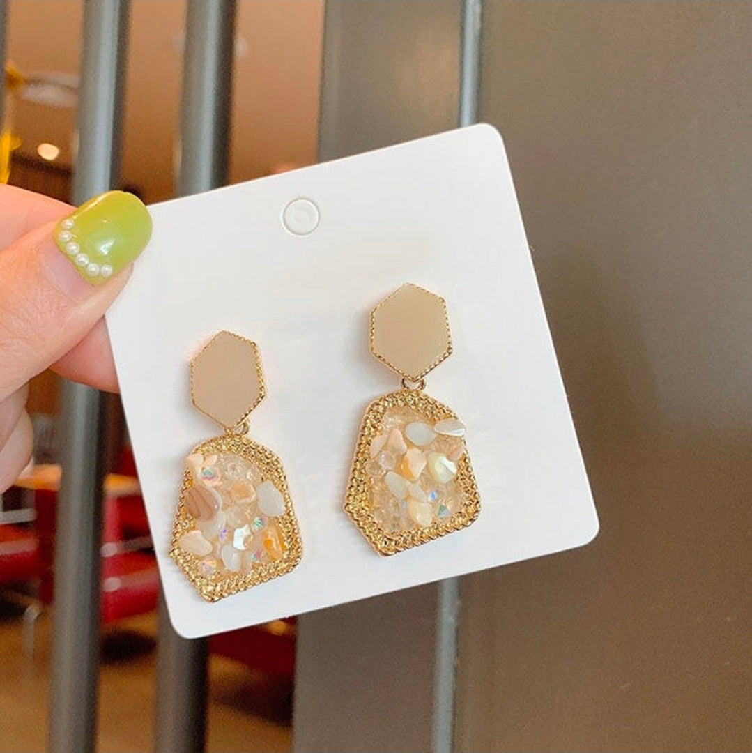 Ivory Glimmer Statement Earrings