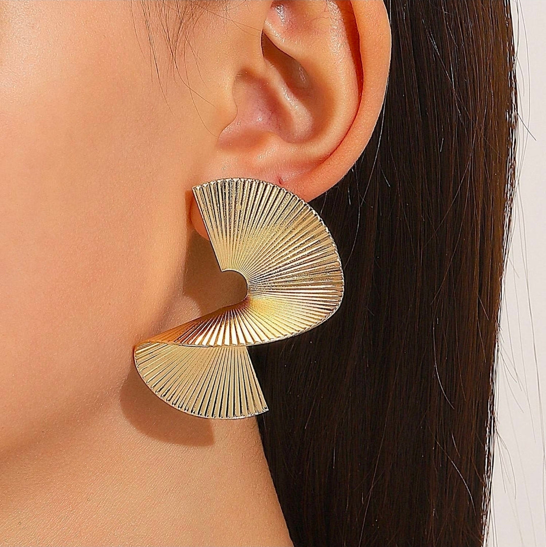 Golden Spiral Statement Earrings