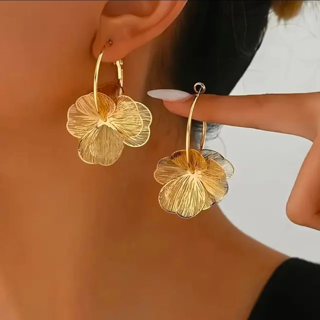 Flora Golden Bloom Hoop Earrings